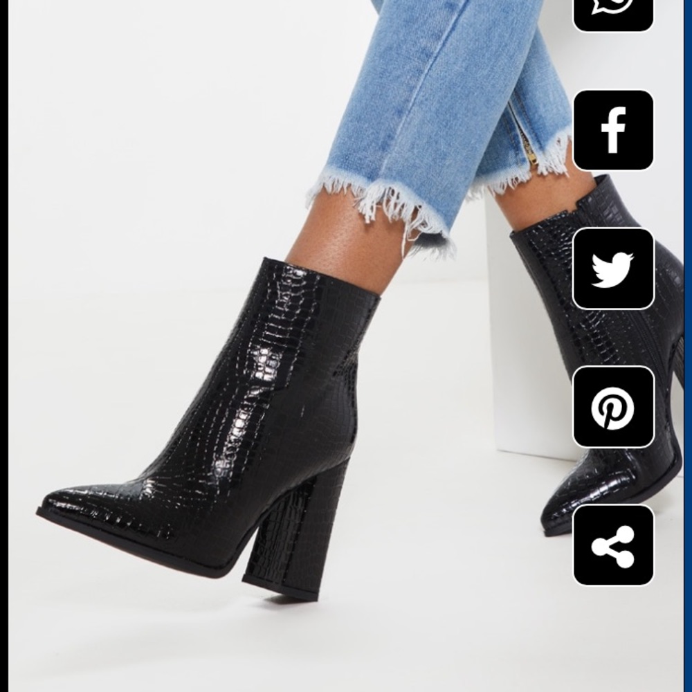 Black Croc Bootie
